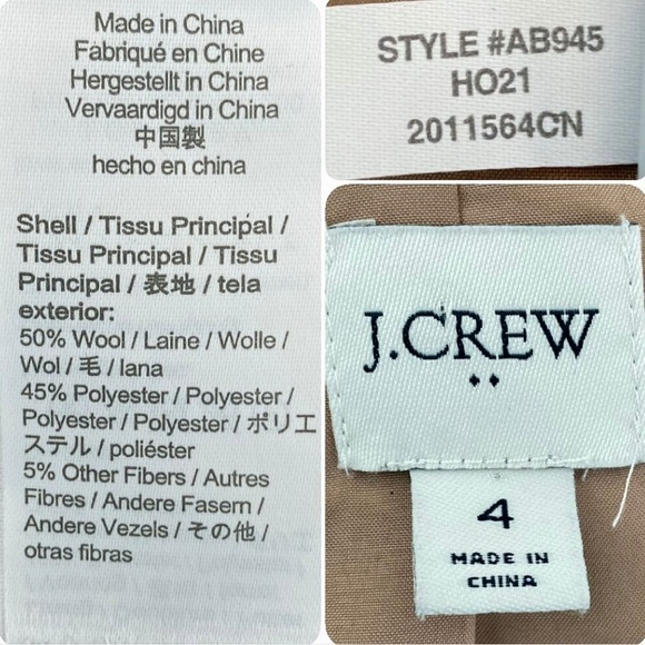 J. Crew City Wool Blend Camel Pea Coat Classic Preppy size 4 style AB945 - Picture 17 of 17